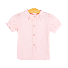 Girls Blouse Solid Bow Baby Girl Blouse O-neck Short Sleeve Summer Girls Summer Blouses Fashion Kids Clothes 570C