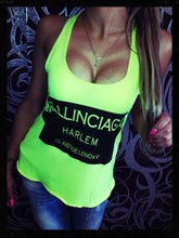 Ballinciaga Neon Top 2015 Women Sleeveless Summer Style Tanks Tops Backless Womens Vest Tops Free Shipping