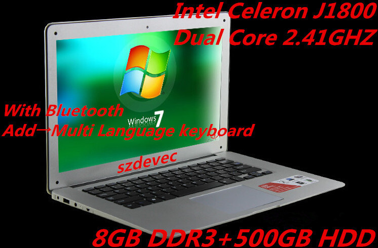  dhl 14.1  -   intel j1800 2.4  8  ddr3 + 500  hhd windows7 / 8.1 + wifi + hdmi + bluetooth + -