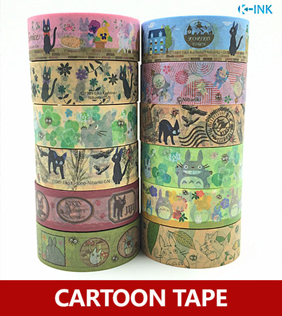 12 different color Totoro and Cat washi paper tape , Japanese cartoon washi scrapbooking tape for masking and DIY decoration