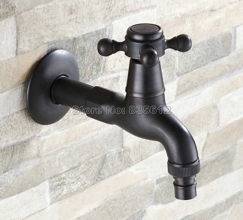 Wall Mounted Black Oil Rubbed Bronze Cross Handle Washing Machine Faucet /Garden Water Tap Wav111