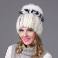 Winter Fur Hats Women 2 Colors Mink Fox Caps Fox Fur Soft Warm Women Winter Cap