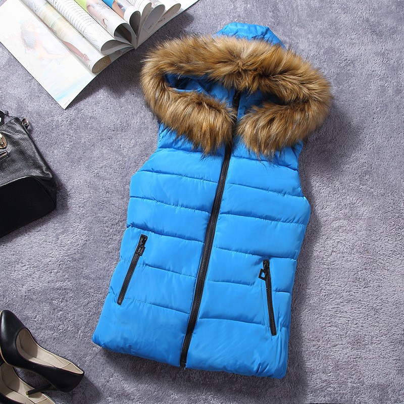 down vest with fur 0W0125 blue