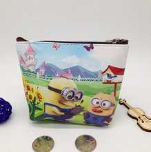Leather Women Wallets PU Coin Purses Holder Despicable Me Minions Coins Pouch Small Bags For Kids