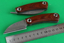 Hot damasco acero 60HRC ROSEWOOD cuchillo plegable táctico exterior herramientas de supervivencia EDC cuchillos de bolsillo que acampa cuchillos