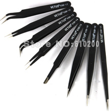 Free Shipping NEW High quality VETUS 8/pcs High Precision ESD Tweezer Set stainless Tweezers tools kit for BGA sundry Repair