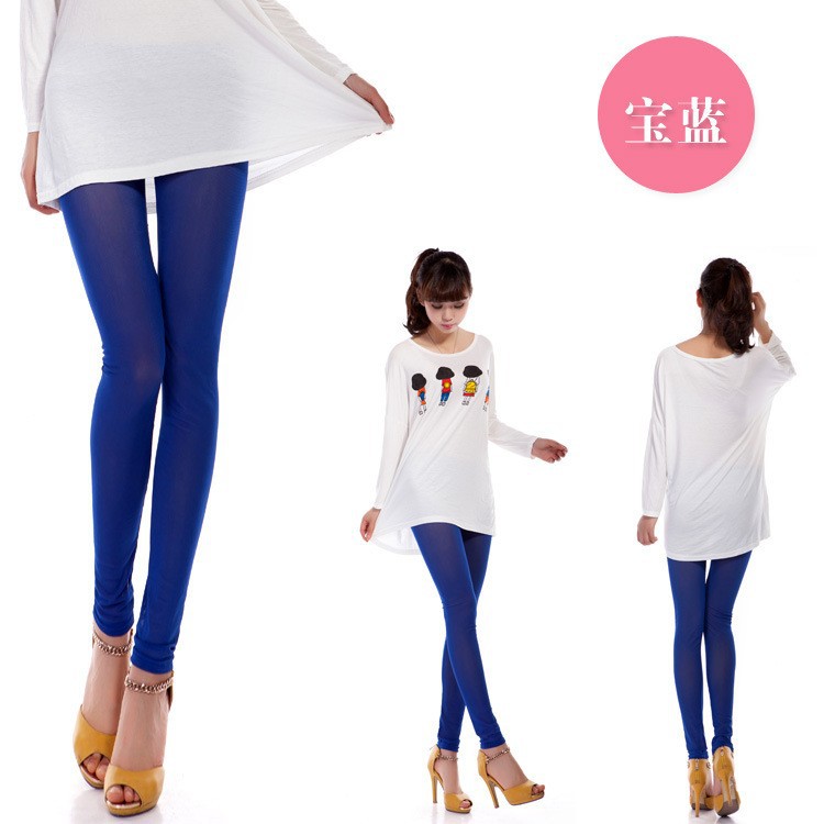 Manocean korean style Candy colors cotton thin middle waist soft solid translucent nine cents women leggings 102811 (8)