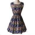 2 colors XXL large size women s summer cute chiffon cheap o neck printing floral Mini
