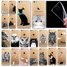 Phone Bags Case Cover for iphone 6 6S 4.7″ Soft Slim TPU Transparent Soft Cute Animal Cat Owl Rabbit Pattern Painted Style