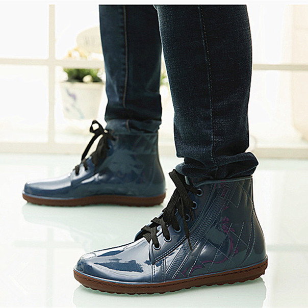 mens lace up rain boots