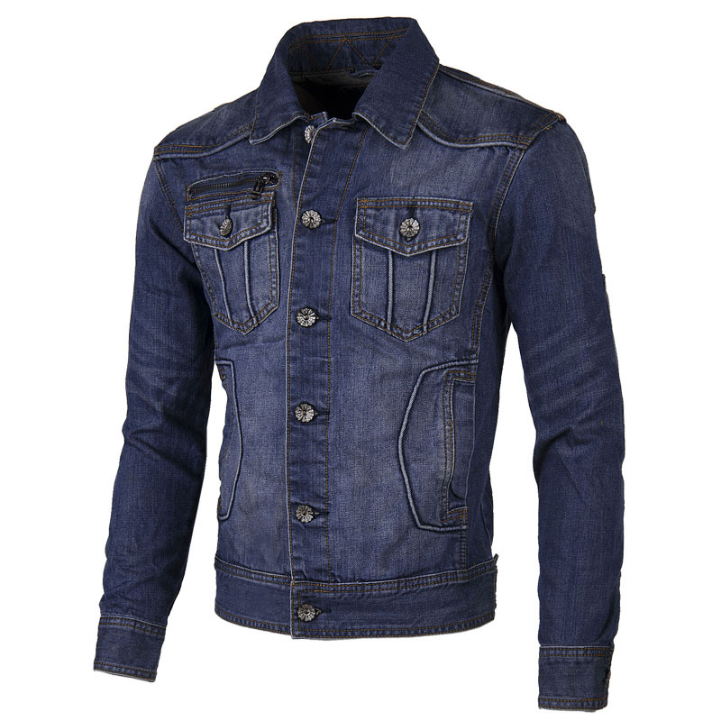 Denim Jacket Autumn And Winter Men Casual Jeans Jackets Men's Jean Coats Turn-down Collar Jacket Good Quality Plus Size M-4XL