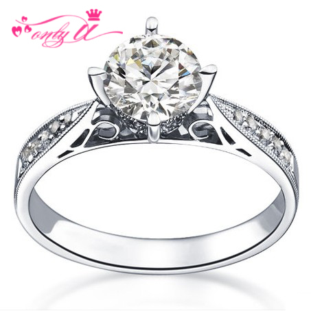 Calidad de lujo 18 K oro blanco anillo 0.35CT ronda Cut aniversario anillo de compromiso