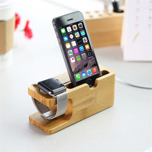 100 Natural Bamboo Charging Dock Station Bracket Cradle Stand Phone Holder For APPLE iPhone 6S PLUS
