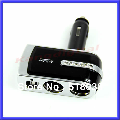 Free Shipping USB Port Twin Way Car Cigarette Lighter Power Socket Splitter Charger Adapter