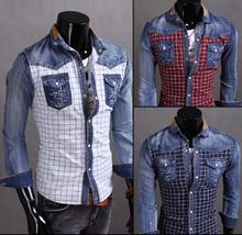 The 2015 spring of new tartans Korean fashion denim long sleeved slim Jacket