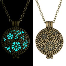 Glowing Steampunk Necklace Magical Fire Fairy Glow In The Dark Necklace Aqua Large Locket 2015 Brand