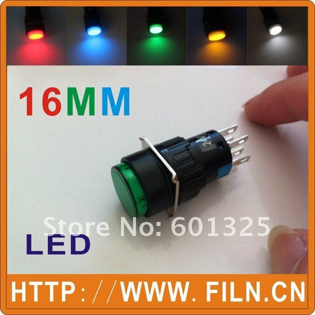 50pcs lot 16mm round Momentary LED illuminated push button switch 1NO1NC