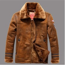 2012 free shipping autumn and winter hot male men’s leather jacket warm lapel fur leather coat men big size black , brown FLM097
