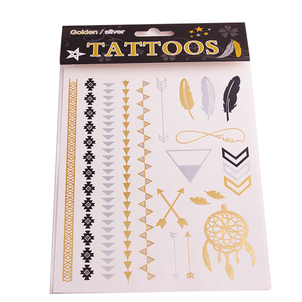 T024 NEW Design 2015 Fashion Sex Flash Temporary Tattoo Necklace Choker Bracelet flash Tattoo Golden Henna