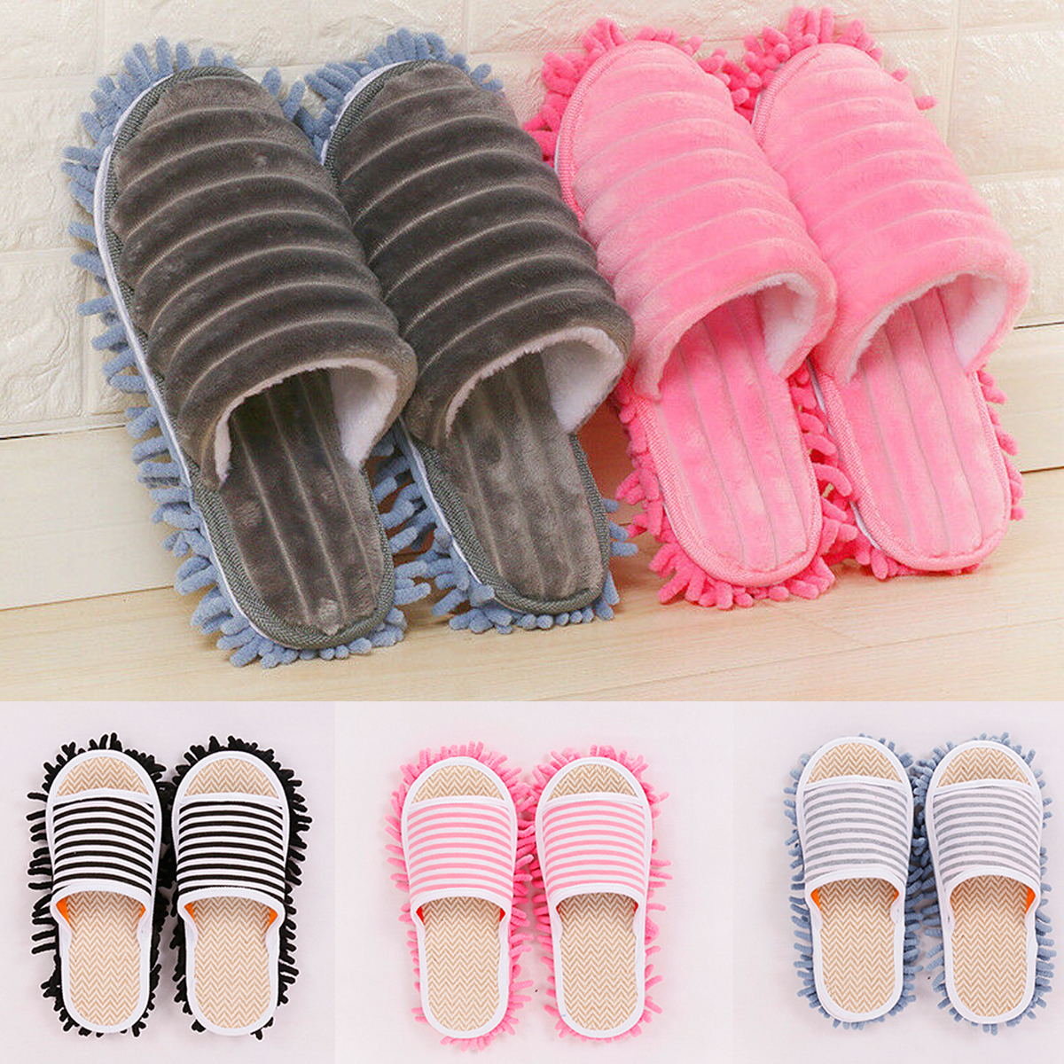 Color: orange Tomeco Dust Cleaner Slippers Floor Sweeper Slipper Lazy Convenience Soft Shoes 
