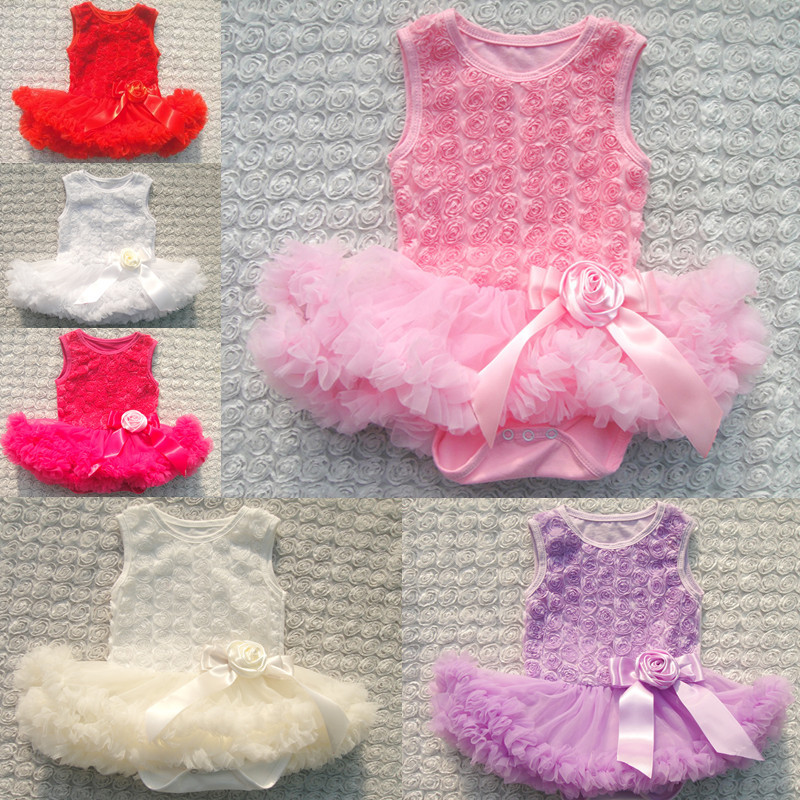 BabyChiffonPrincessDressToddlerGirlSleevelessRomperCuteRose