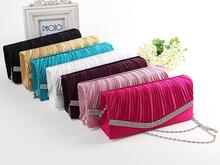2015 New Ladies Evening Bags Ruched Crystal Women s Clutches With Shoulder Chain Diamonds For Wedding