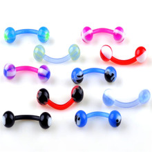 Hot Sale 5PCS/Lot 4mm Ball Curved Barbells Eyebrow Piercing Lip Bar Rings Assorted Colors Wholesale Lots