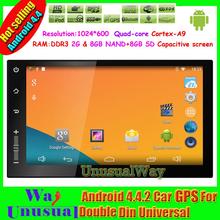 Free Shipping 1024×600 HD Pure Android 4.4 Auto Radio Universal Car Stereo GPS Navigation 2G RAM Wifi RDS Radio BT RDS