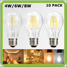 Top quality manufacturer 4W or 6W or 8W LED glass bulb filament bulb bombilla LED filamento a60 led retro edision bulb E27