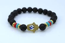 new design beaded stretch bracelet Hamsa Fatima’s hand protection, lava stone jewelry
