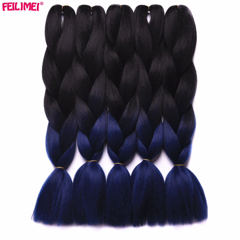 Feilimei Ombre Braiding Hair Extensions Synthetic Two Three Toned