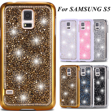 S5 Capa Luxury Glitter Bling Rhinestone Crystal Case For Samsung Galaxy S5 SV i9600 Mobile Phone