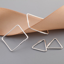925 Sterling Silver Triangle Sq. Stud Earrings For Girls Vogue Girl Sterling-silver-jewelry Pendientes Mujer Moda