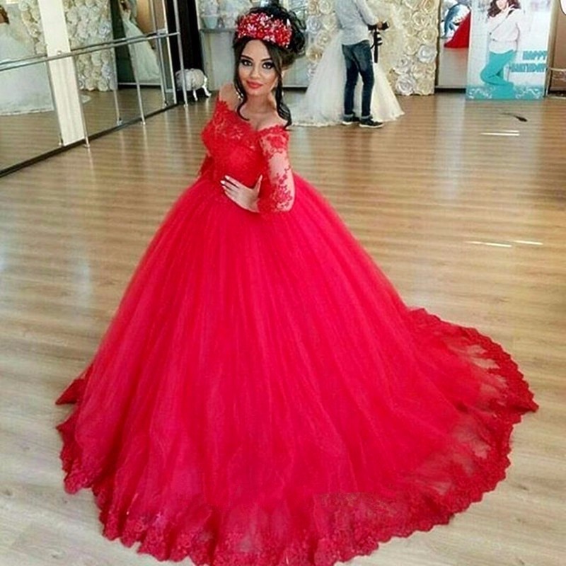 red vintage ball gown