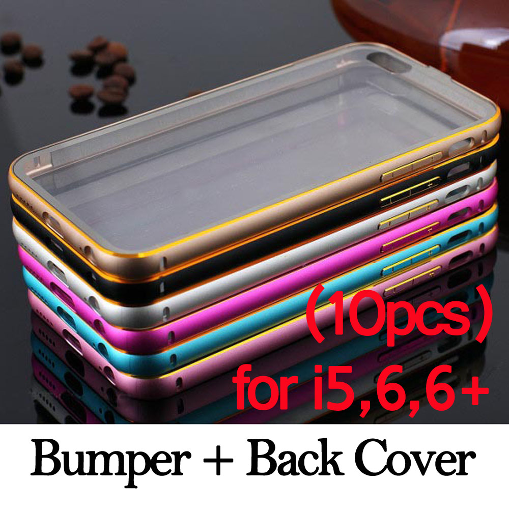 10pcs/lot Metal Aluminum Bumper Frame Back Cover for Apple iphone 5 5s 6 Accessories Acrylic Clear Luxury Case for iphone 6plus