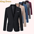 2016 Good Quality Canvas Casual Middle Vented Business Formal Man Black Slim Male Jacket Single One