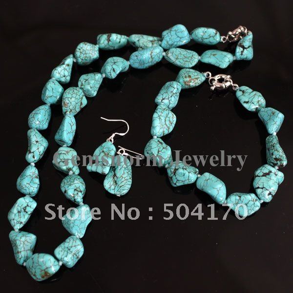 Wholesale Turquoise Jewelry Set Turquoise Neckalace+Bracelet+Earrings