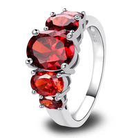 New Jewelry 2015 Coquettish Red Garnet oval 925 Silver Fashion Ring Size 6 7 8 9 10 11 12 13 For Free Shipping Wholesale