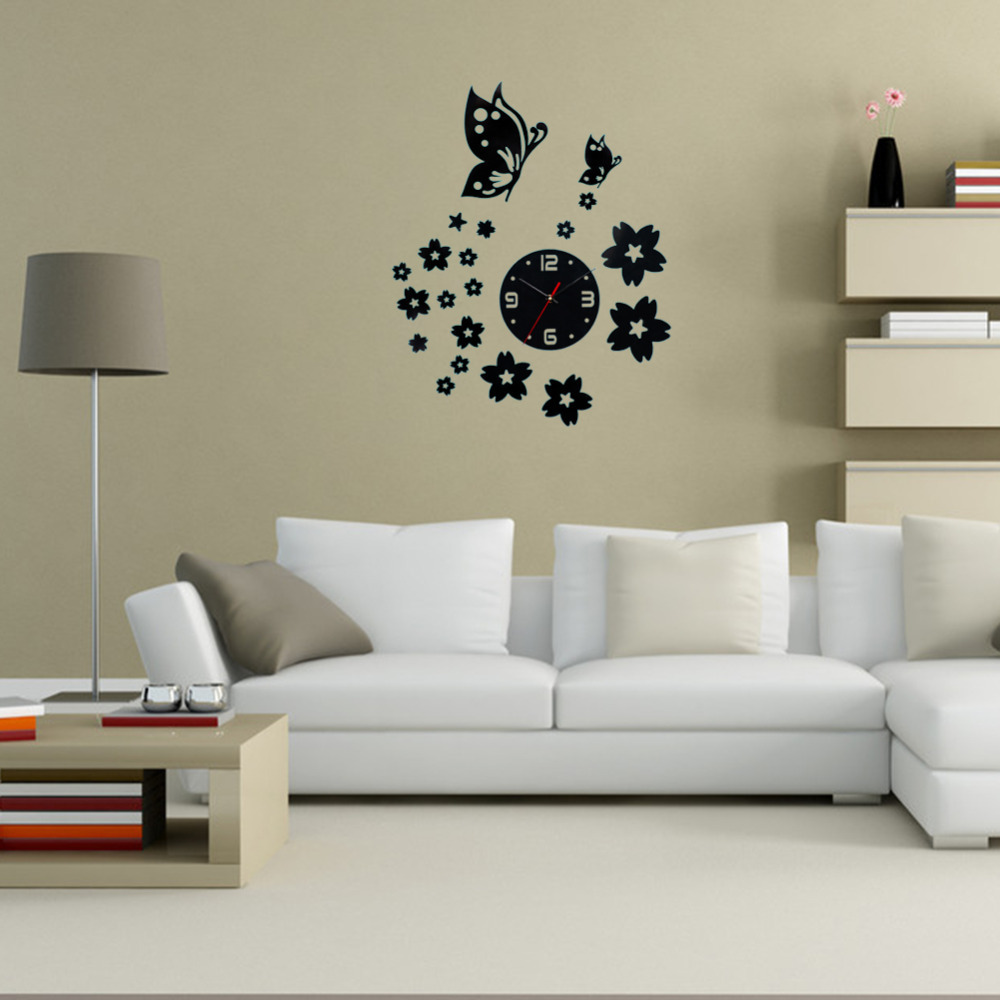 Aliexpress.com: koop 3d muur klokken unieke vlinder en bloemen ... Muren ontwerp