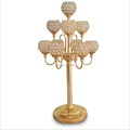 Luxury Metal Shiny Gold Silver Plated Candelabra Wedding Centerpiece 10 Gig Crystal Candle Holder Wedding Event