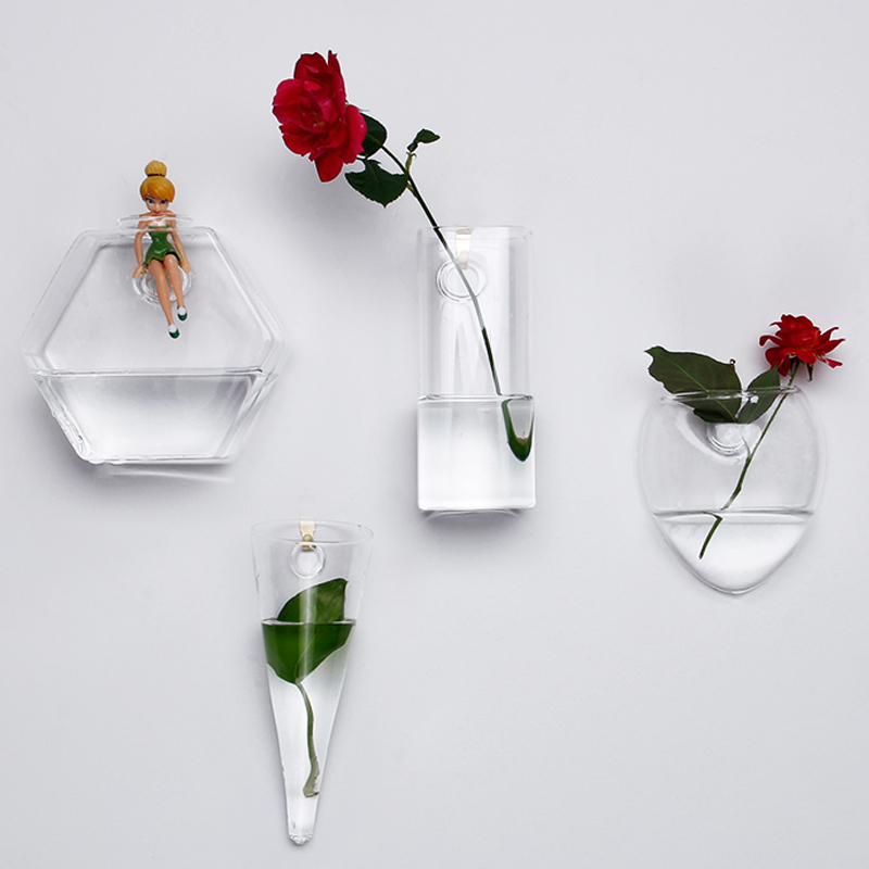 Hanging walls wall vase transparent glass vase hydroponic brief fashion