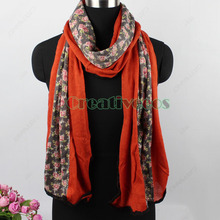 Sweet Stylish Fashion Women Girl s Printed Floral 2 Layer Stitching Lace Trim Chiffon Hemming 2