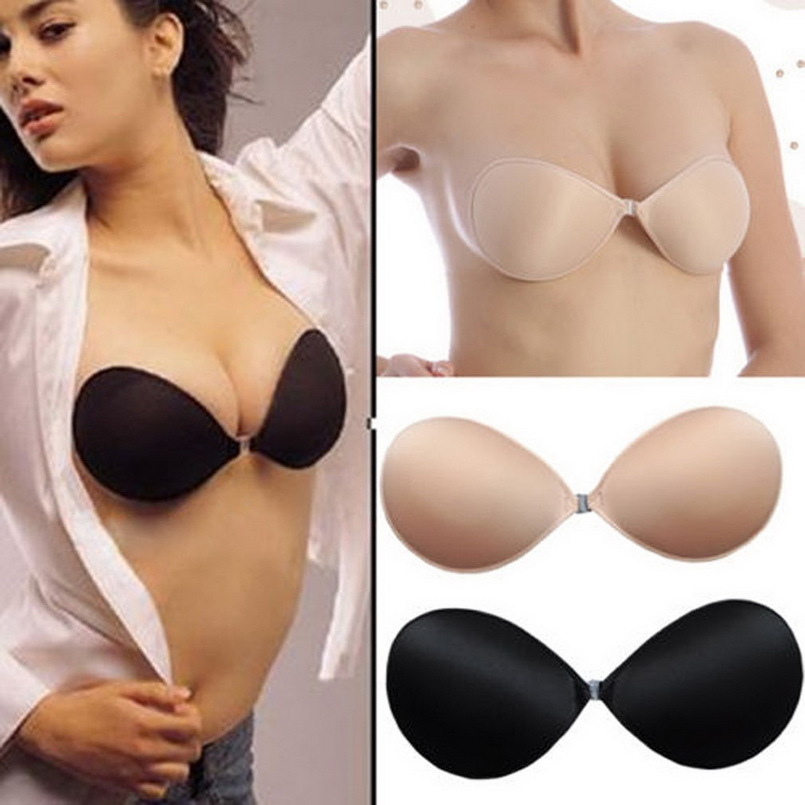 Sexy Women Invisible Strapless Bra Push Up Silicone Bust Front Closure Backless Self Adhesive Gel Size