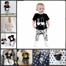 2016 kids boys summer style infant baby boy clothes set baby boy clothing sets cotton little monsters 2pcs baby girl clothes set
