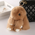 Rex Rabbit Ball Fur Keychain 14cm 18cm Cute Real Rabbit Fur Key Chain Pendant Rabbit Fur
