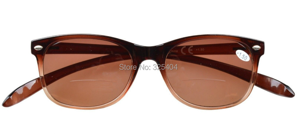 FR007 Bifocal Free Shipping Quality Wayfarer Style Long Arms Bifocal Reading Glasses Brown Lens 1 0