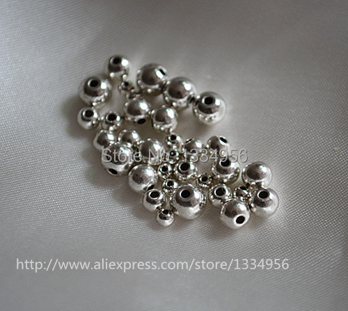 100pcs lot Charms antique Tibetan Silver Metal Beads Round Shape fit European bracelet jewelry findings DIY