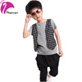 Cool Summer 2016 Boy Sets Striped Sport T Shirts Solid Harlan Pants Fashion Casual Cotton 2