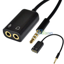 High Quality15CM 3.5mm stereo TRRS audio male to Earphone headset + microphone adapter PC IPnew