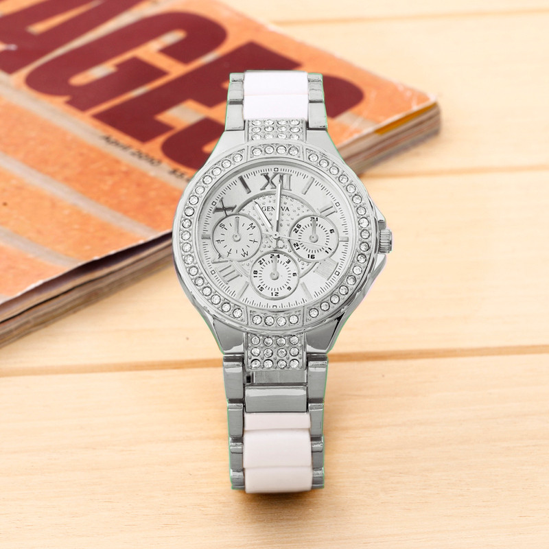 Trendy Geneva Stainless Steel Roman Numerals Clock Hours Women Dress Quartz Watch Relojes Watches Fashion Watch Relogio Feminino
